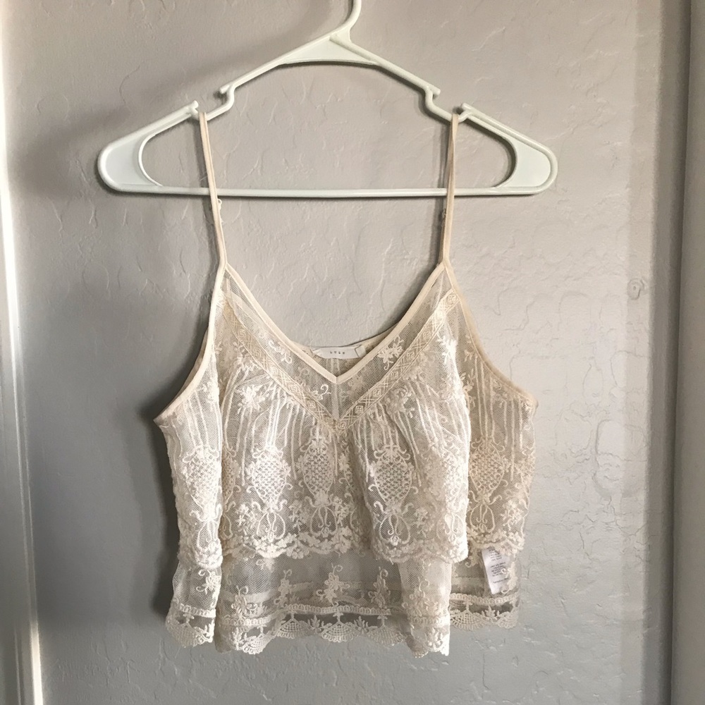Cream Lace Crop Tank